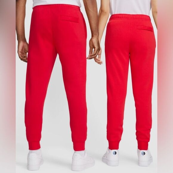 Nike Sportswear Club Fleece Mens Track Pants Red Size Medium - Picture 2 of 10